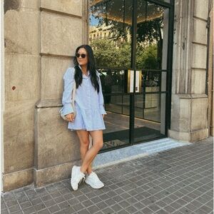 Blue striped loose fit dress